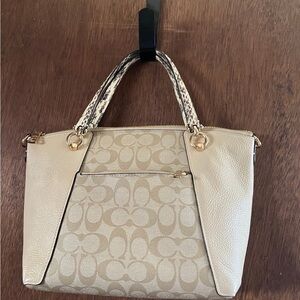 Cream and brown Coach bag
